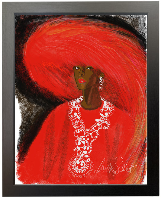 Framed Display — No. 1/50 — Red Feather Hat & Caftan