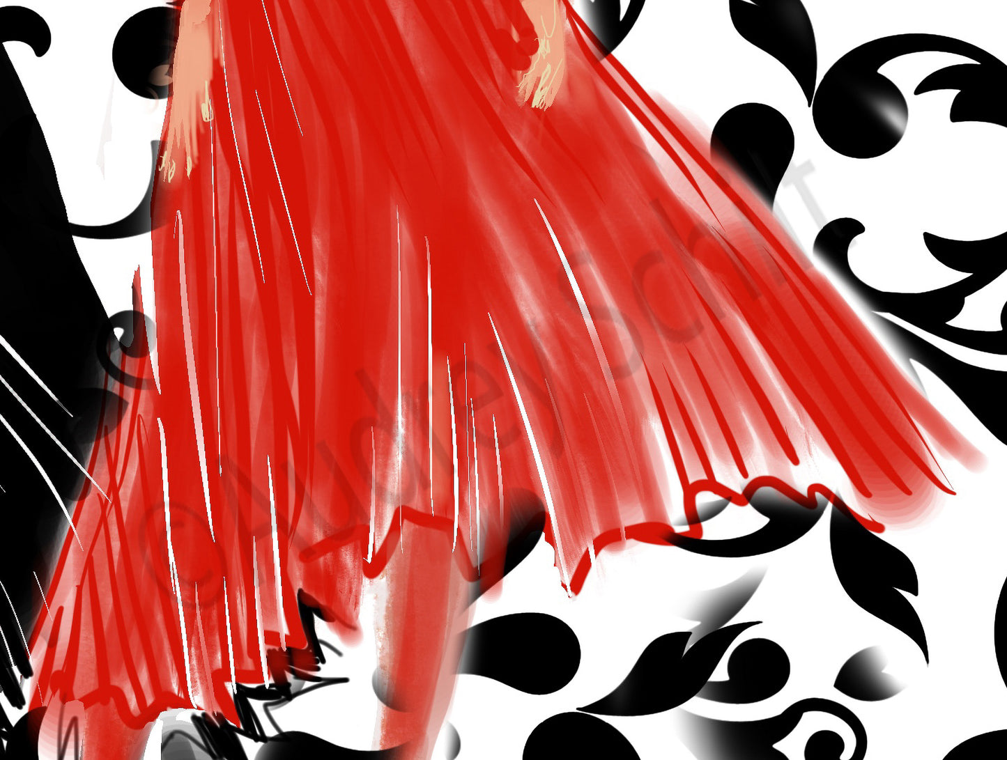 Girl in Halston Red Dress & Hat — Giclée Print