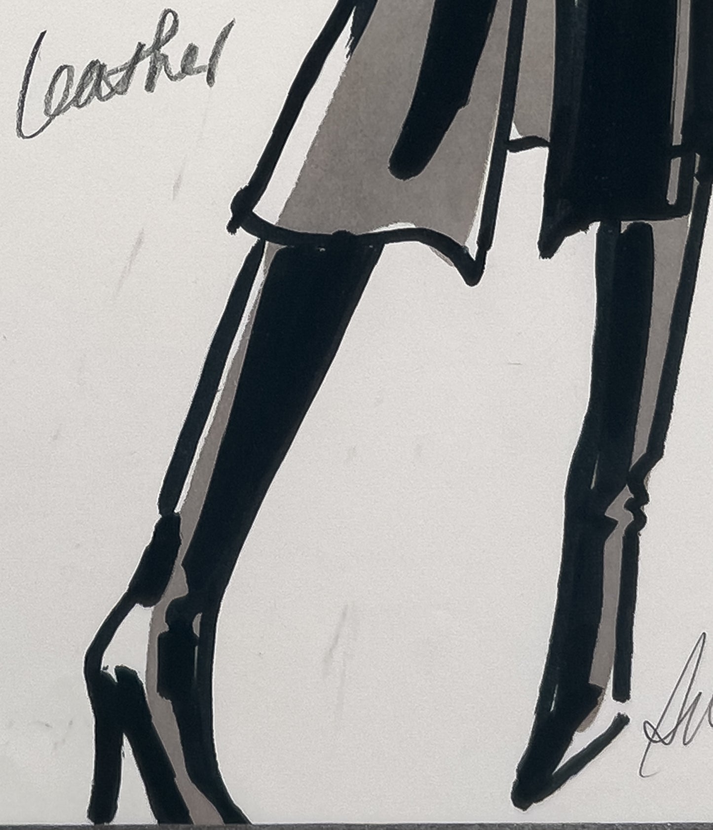 Audrey Schilt — Original Ralph Lauren Fashion Illustration, “Fall 2002 Ready-to-Wear” — Newsboy, No. 1a, 11×8.5 in