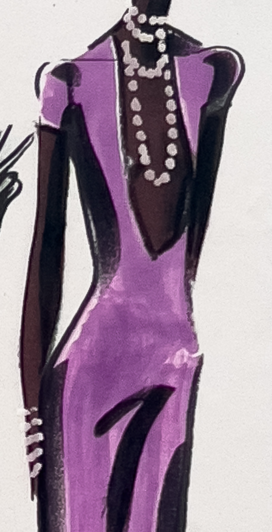 Audrey Schilt — Original Ralph Lauren Fashion Illustration, “Spring 2004 Ready-to-Wear” — Cotton Club, 11×8.5 in