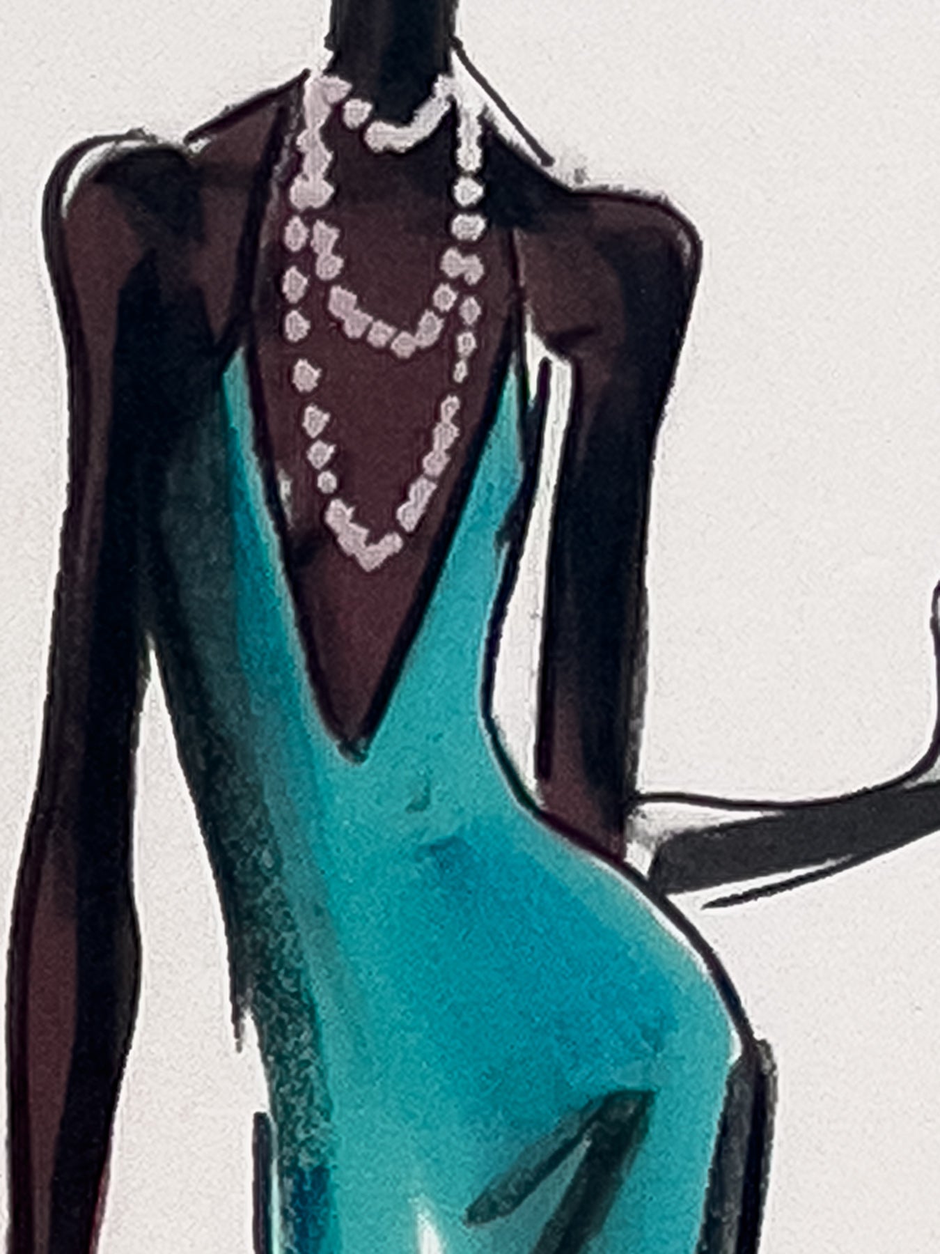 Audrey Schilt — Original Ralph Lauren Fashion Illustration, “Spring 2004 Ready-to-Wear” — Cotton Club, 11×8.5 in