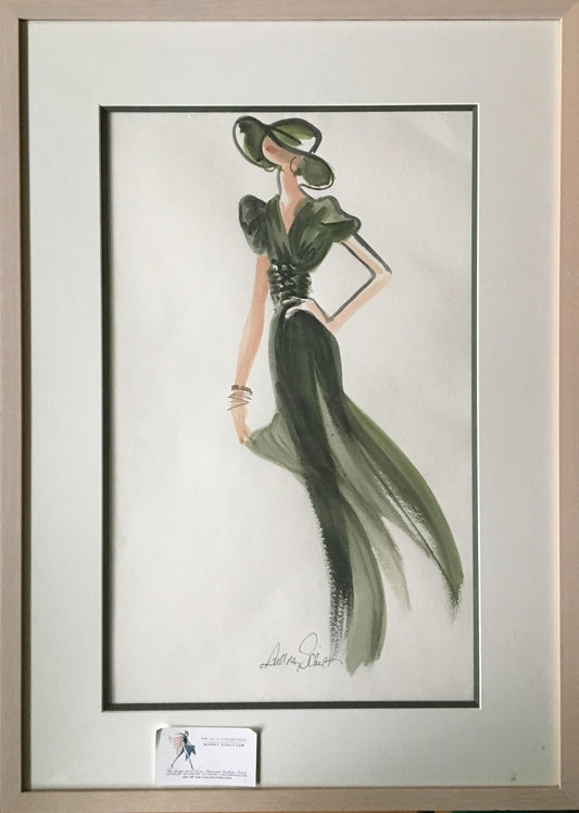 Audrey Schilt watercolor for "Ralph Lauren Fall 2006 ready-to-wear, Highlands Hunting"—full-length fashion illustration on paper.