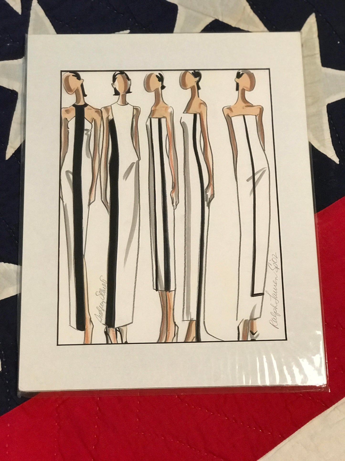 Audrey Schilt — Original Ralph Lauren Fashion Illustration, “Spring 2002 Ready-to-Wear” — 14×11 in