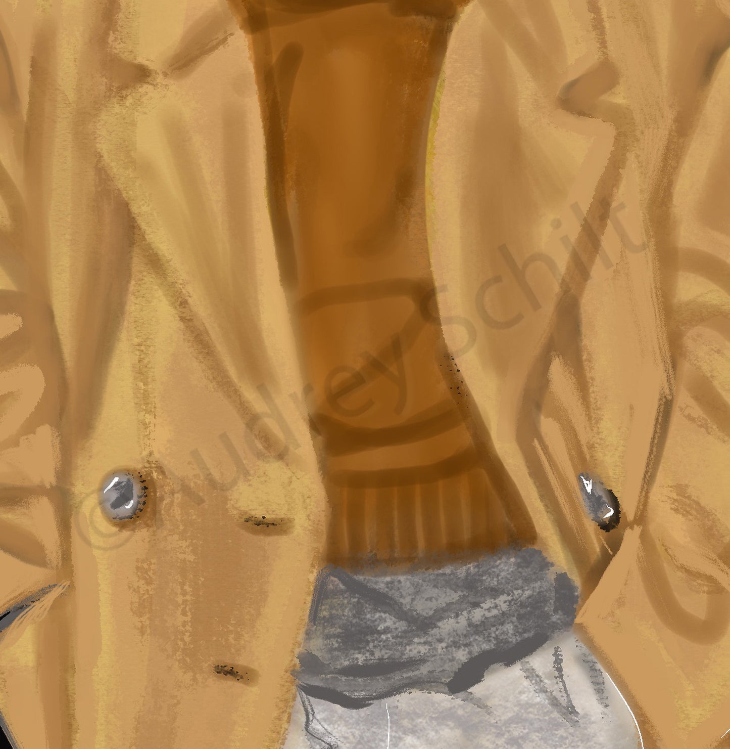 Camel Coat Bear with Hoodie — Giclée Print