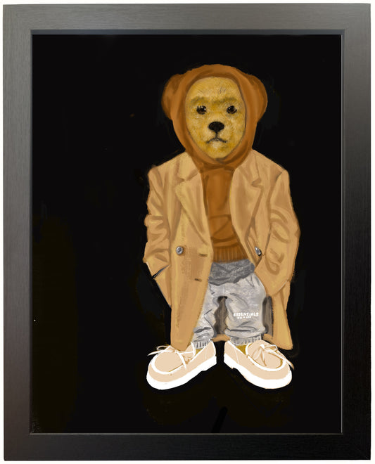 Framed Display — No. 1/50 — Camel Coat Bear with Hoodie