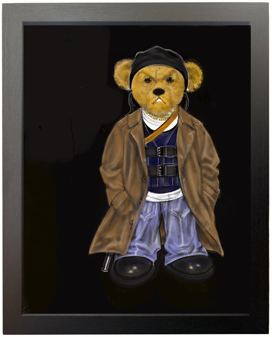 Framed Display — No. 1/50 — "Scarface" Bear with Black Helmet