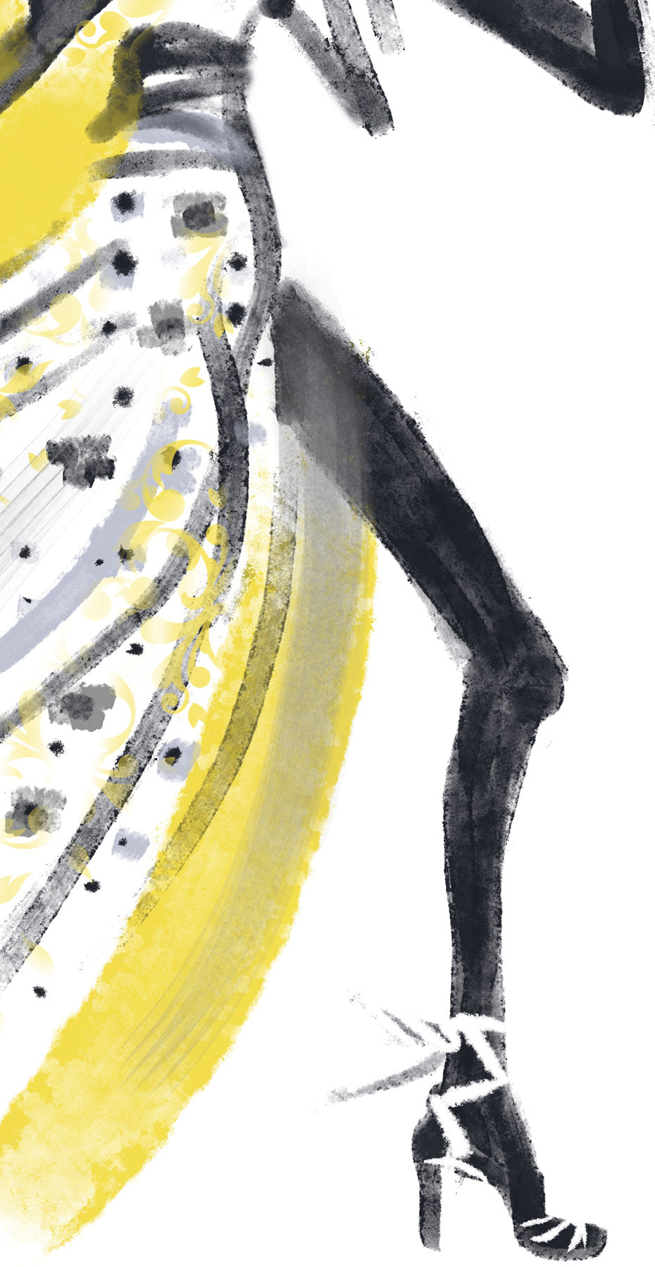 Girl in Floral Dress and Yellow Foulard Hat — One-of-a-Kind Archival Pigment Print