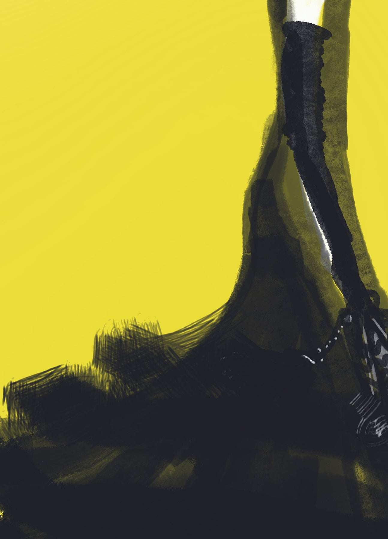 Girl with Black Hat and Gown, Yellow Background