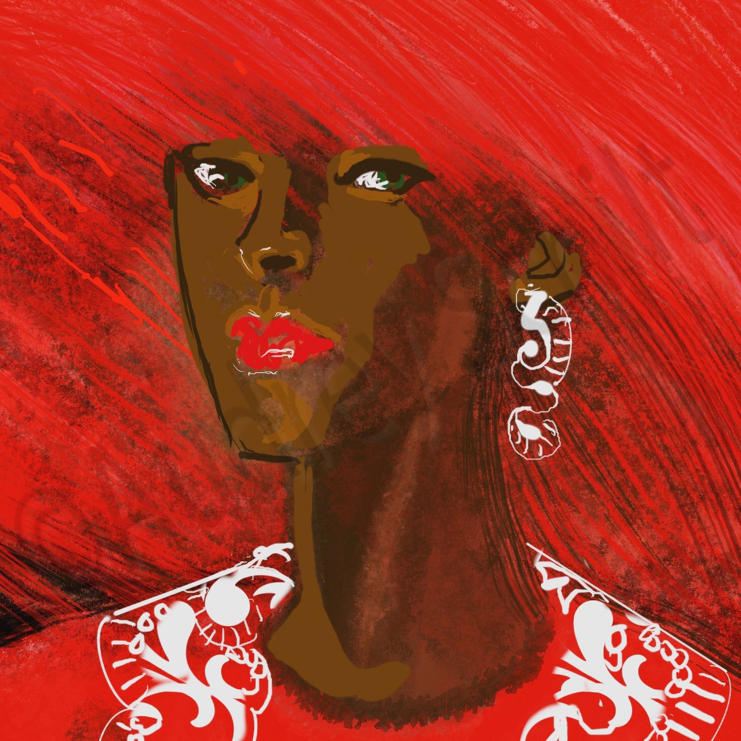 Red Feather Hat & Caftan — Giclée Print