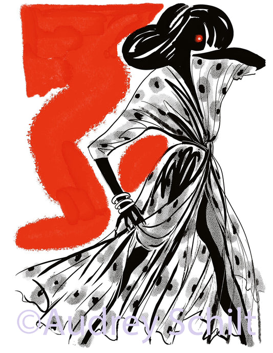 Black White Red Splash with Wrap Dress Print