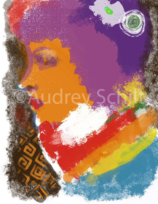"Orange Profile, Multi-color Portrait"
