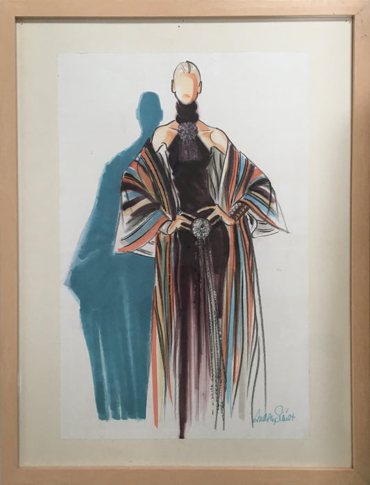 Original fashion illustration by Audrey Schilt for "Ralph Lauren’s Millicent Rogers Collection, Fall 2004," 21×16 in