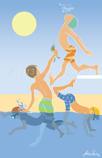 "Little Bathers B (blue)"