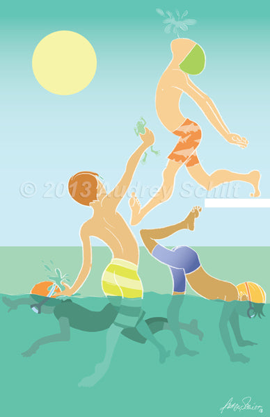"Little Bathers B (green)"